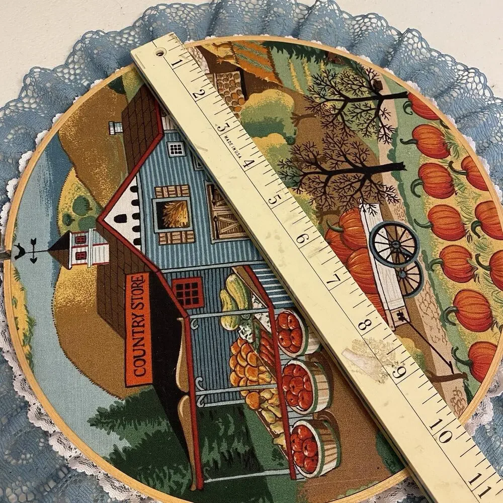 Vintage Country Store Wall Art Farmhouse Fall Season Autumn Halloween Hoop 10”